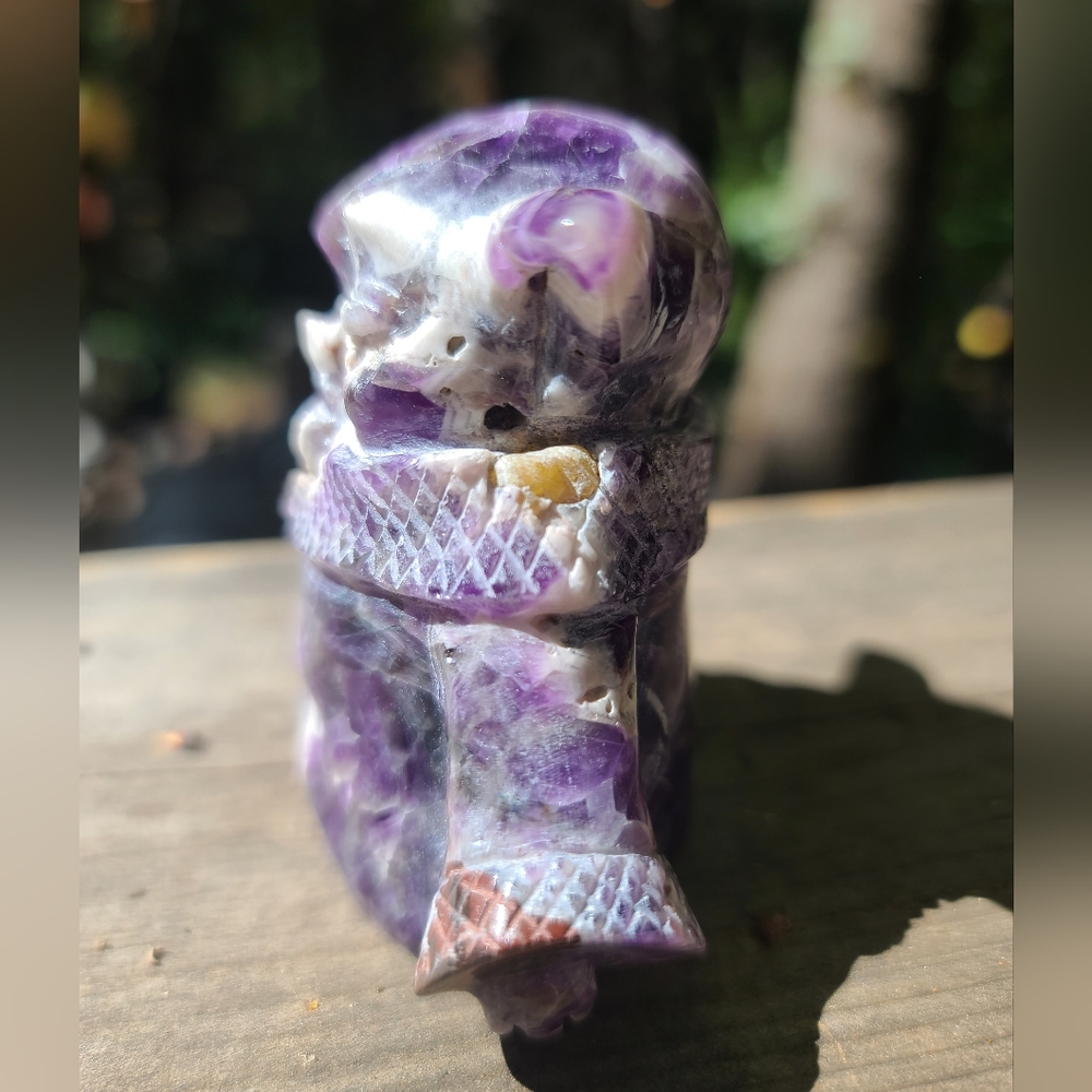 Amethyst "crazy" Yoda natural handcarved gemstone statue 3" - Picture 8 of 8